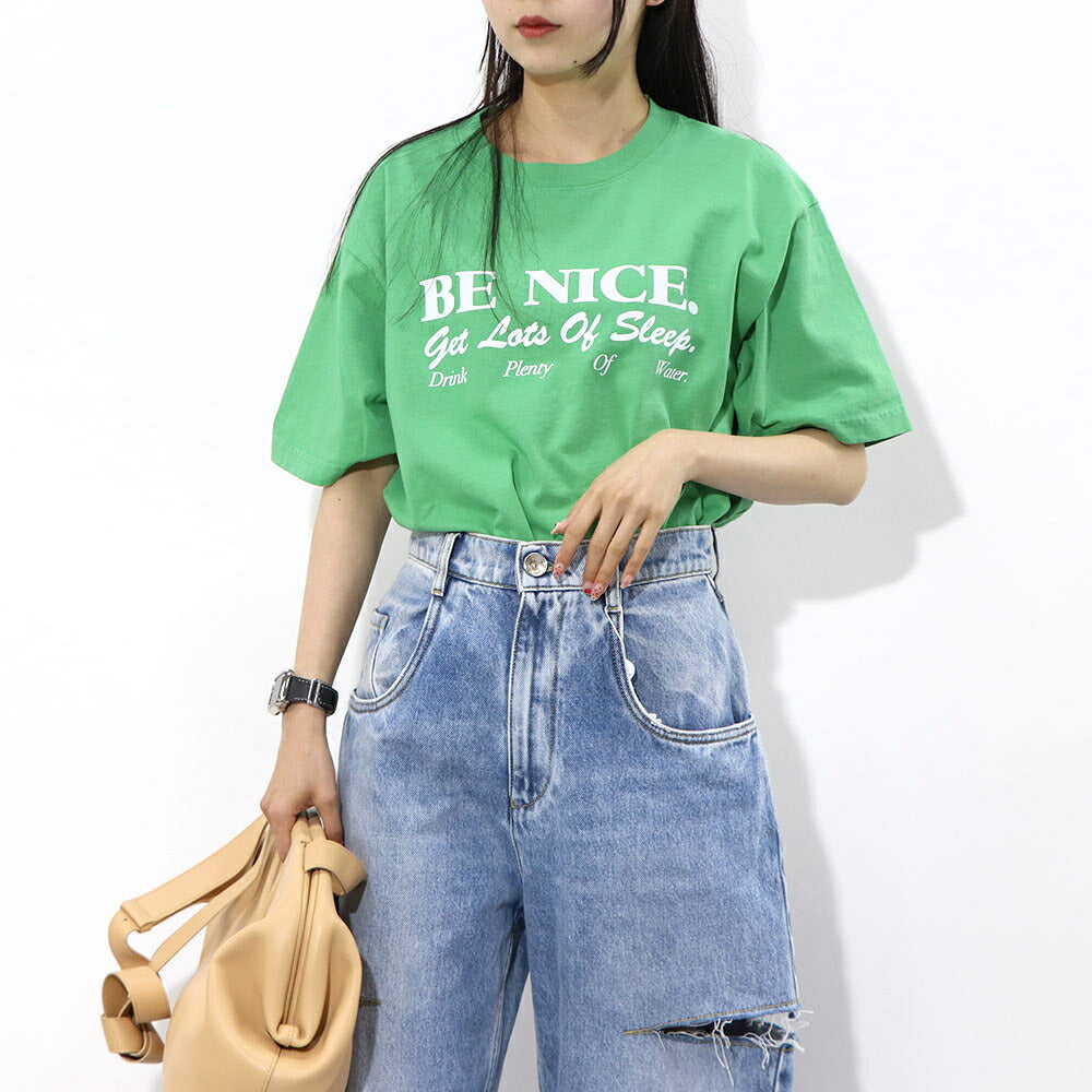 Sporty＆Rich Tシャツ ロゴプリント 半袖 グリーン