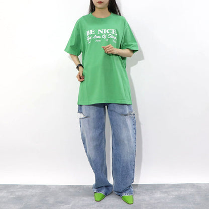 スポーティー＆リッチ Sporty＆Rich トップス Tシャツ・カットソー レディース グリーン コットン ロゴ ロゴプリント スポーティー クルーネック 丸襟 半袖 TSAW2389VE