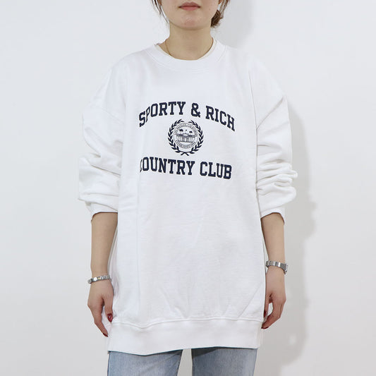 Sporty＆Rich スウェット ホワイト 長袖 オーバーサイズ 裏起毛