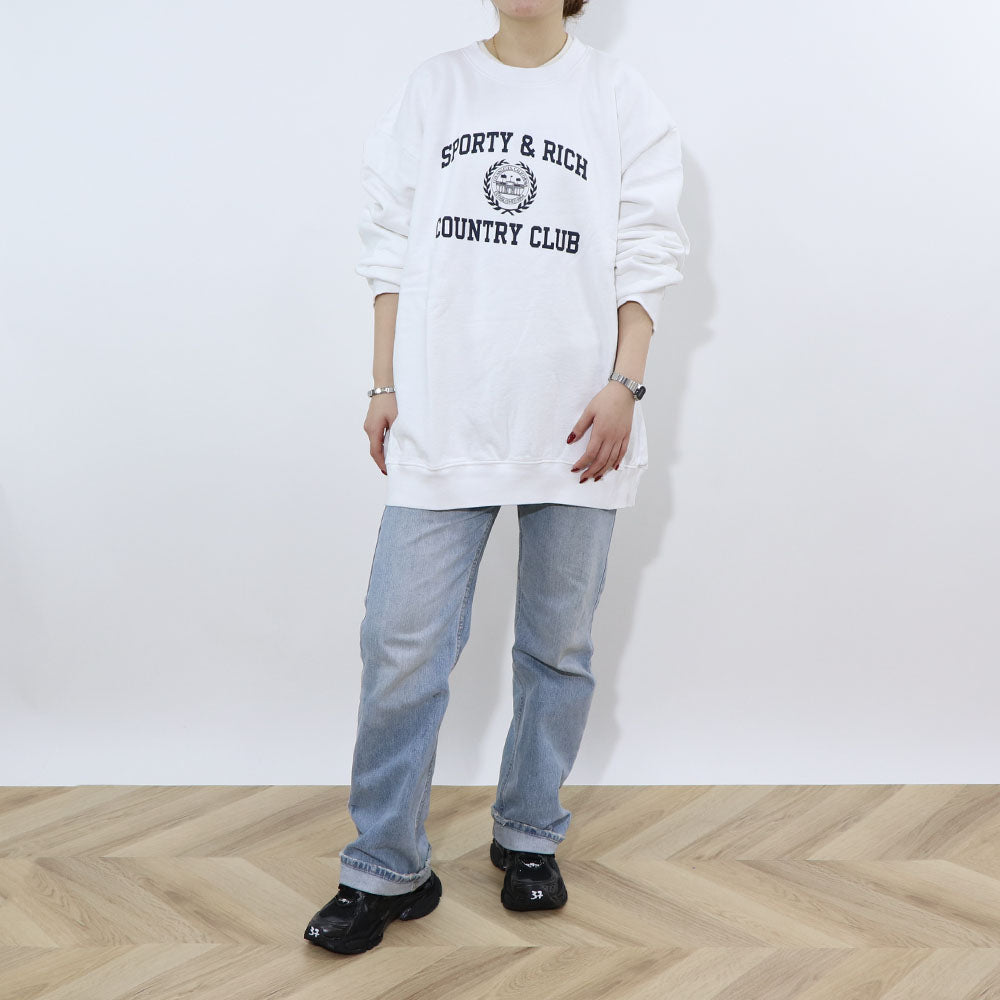 Sporty＆Rich スウェット ホワイト 長袖 オーバーサイズ 裏起毛