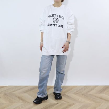 Sporty＆Rich スウェット ホワイト 長袖 オーバーサイズ 裏起毛