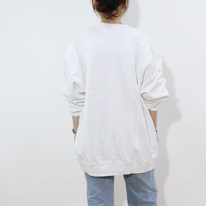 Sporty＆Rich スウェット ホワイト 長袖 オーバーサイズ 裏起毛