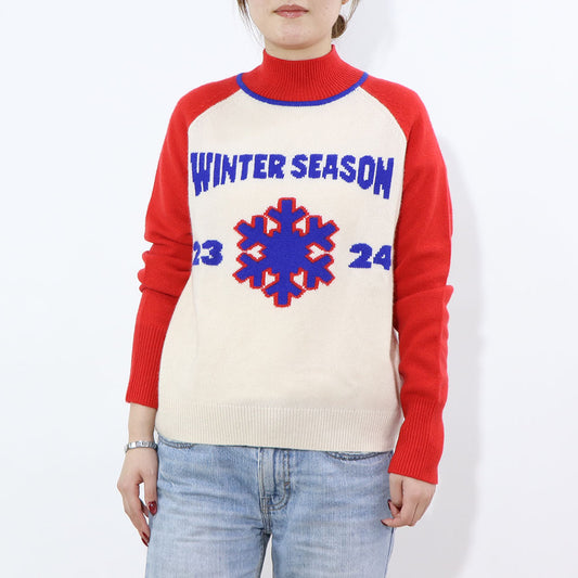 Sporty＆Rich ニット ホワイト×レッド カシミア 長袖 セーター