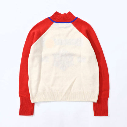 Sporty＆Rich ニット ホワイト×レッド カシミア 長袖 セーター