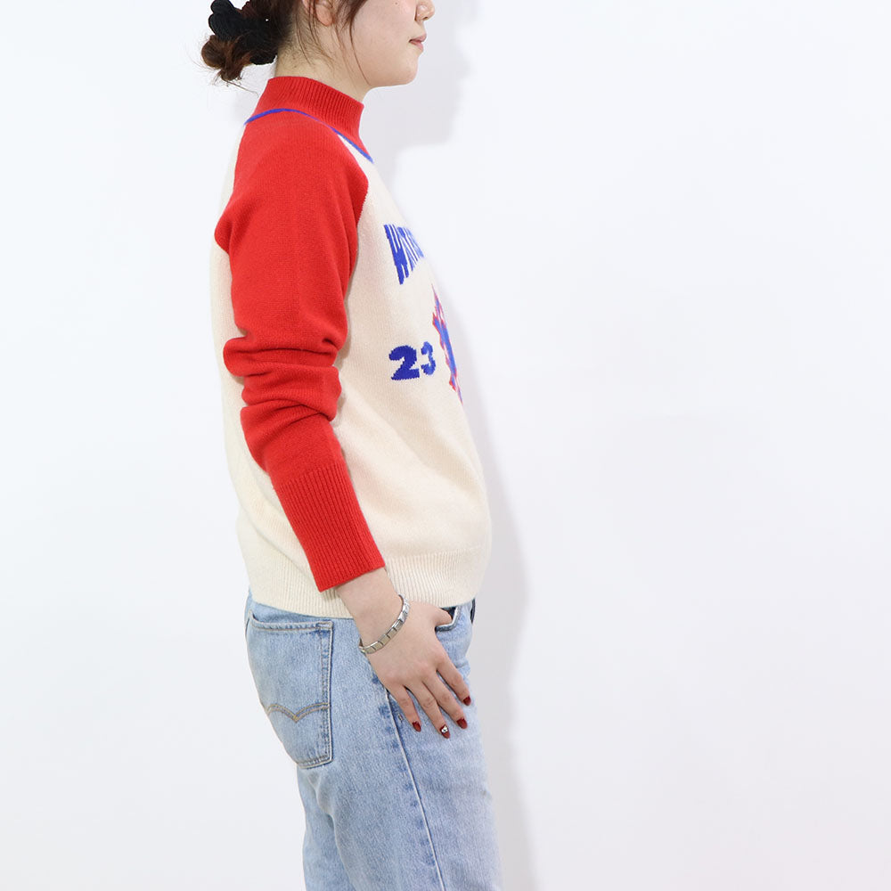 Sporty＆Rich ニット ホワイト×レッド カシミア 長袖 セーター