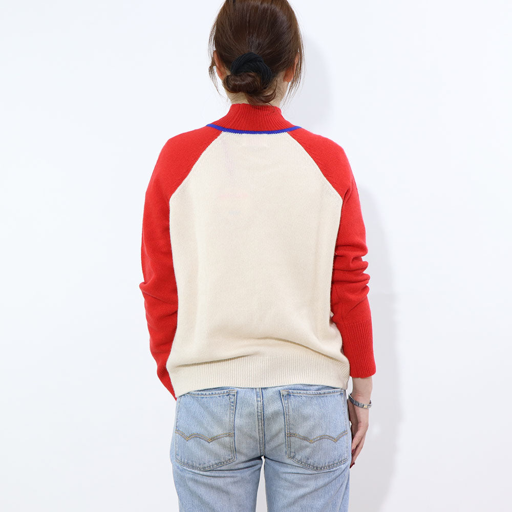 Sporty＆Rich ニット ホワイト×レッド カシミア 長袖 セーター