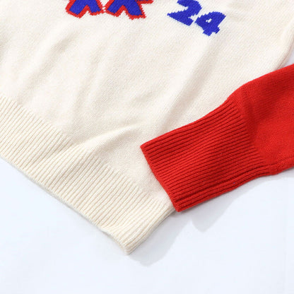 Sporty＆Rich ニット ホワイト×レッド カシミア 長袖 セーター