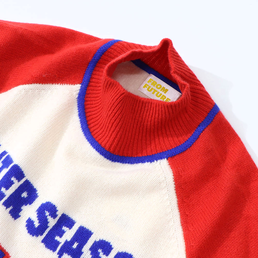 Sporty＆Rich ニット ホワイト×レッド カシミア 長袖 セーター