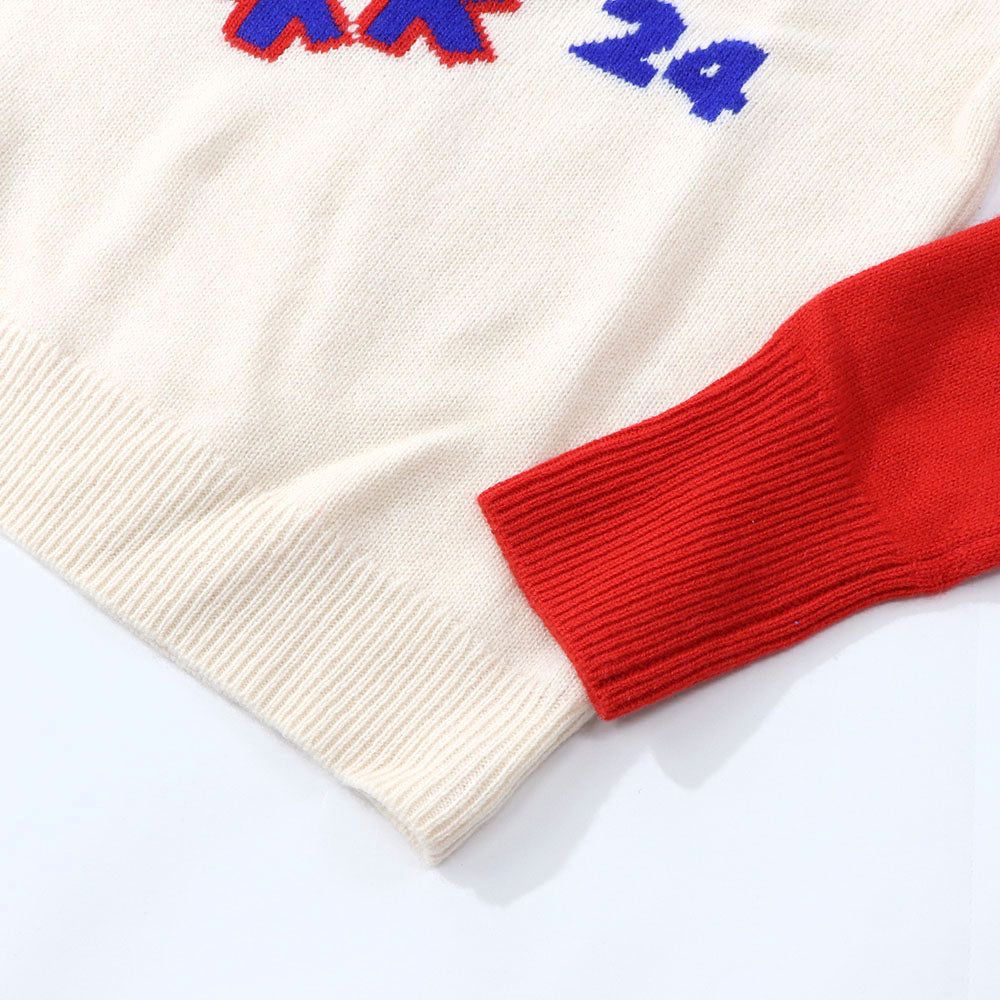 Sporty＆Rich ニット ホワイト×レッド カシミア 長袖 セーター