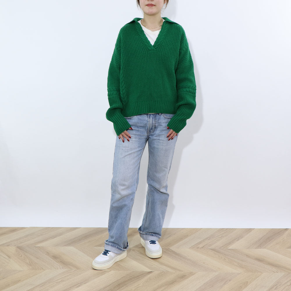 Sporty＆Rich ニット グリーン カシミア 長袖 セーター