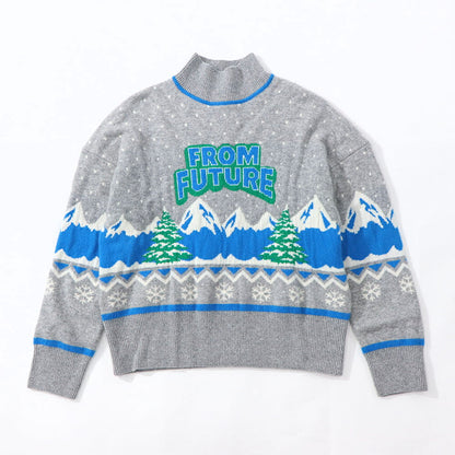 Sporty＆Rich ニット グレー カシミア ロゴ 長袖 セーター