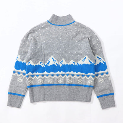 Sporty＆Rich ニット グレー カシミア ロゴ 長袖 セーター