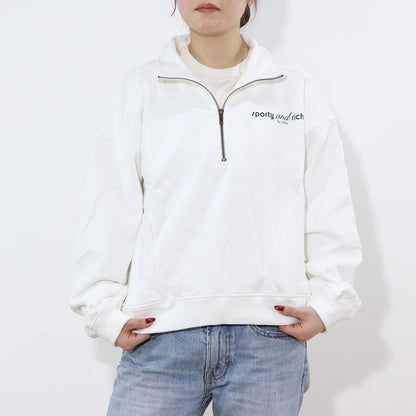 Sporty＆Rich スウェット ホワイト オーバーサイズ ハーフジップ