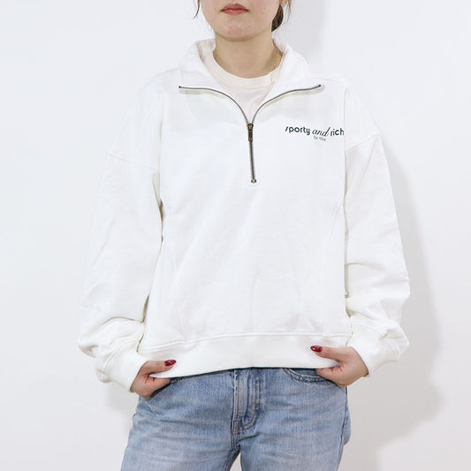 Sporty＆Rich スウェット ホワイト オーバーサイズ ハーフジップ