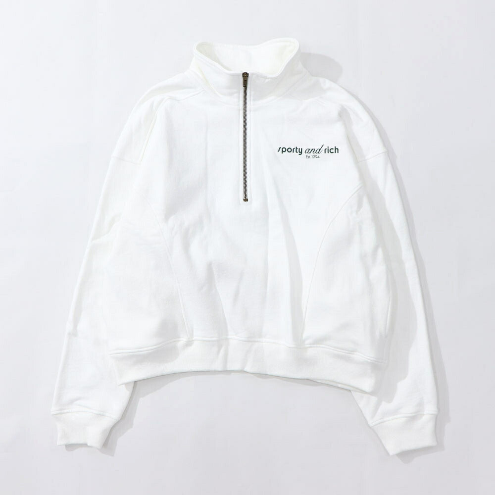 Sporty＆Rich スウェット ホワイト オーバーサイズ ハーフジップ