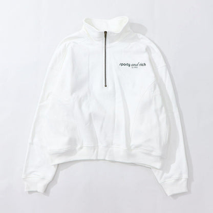 Sporty＆Rich スウェット ホワイト オーバーサイズ ハーフジップ