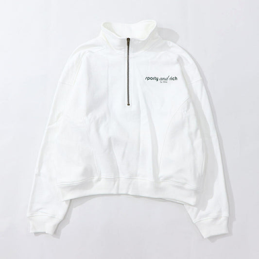 Sporty＆Rich スウェット ホワイト オーバーサイズ ハーフジップ