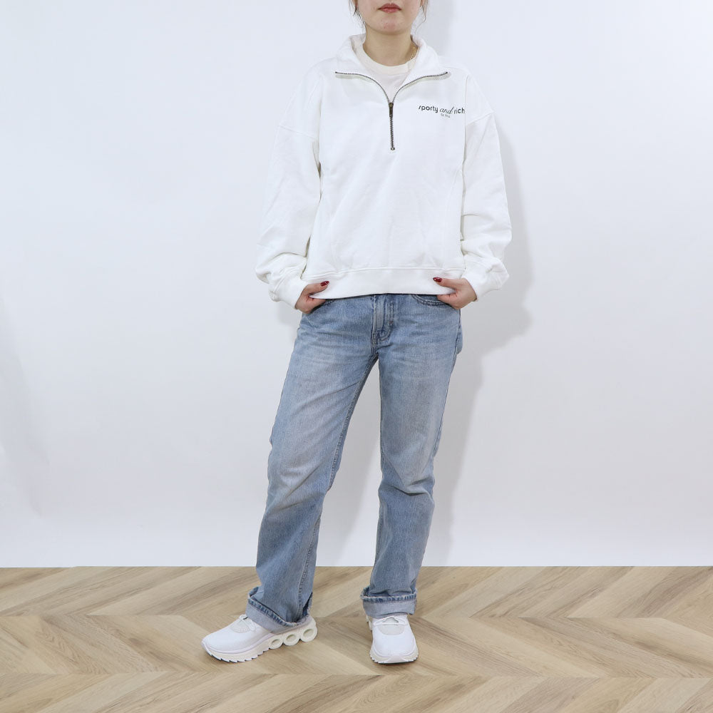 Sporty＆Rich スウェット ホワイト オーバーサイズ ハーフジップ