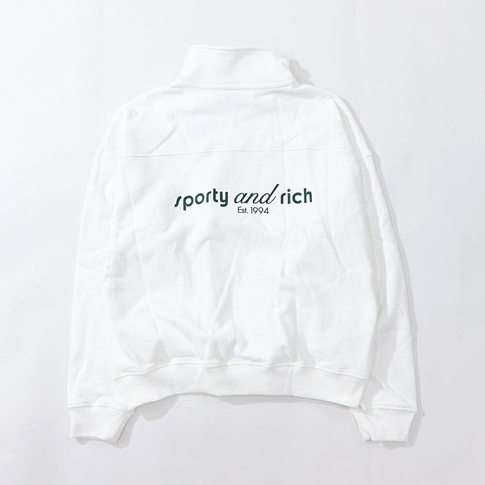 Sporty＆Rich スウェット ホワイト オーバーサイズ ハーフジップ