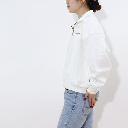 Sporty＆Rich スウェット ホワイト オーバーサイズ ハーフジップ