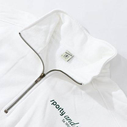 Sporty＆Rich スウェット ホワイト オーバーサイズ ハーフジップ