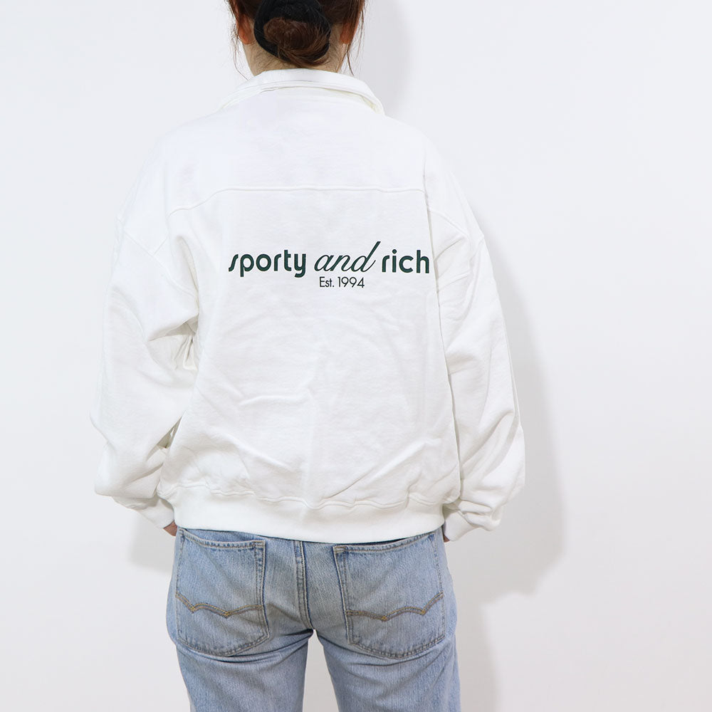 Sporty＆Rich スウェット ホワイト オーバーサイズ ハーフジップ