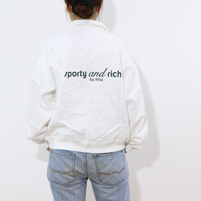 Sporty＆Rich スウェット ホワイト オーバーサイズ ハーフジップ