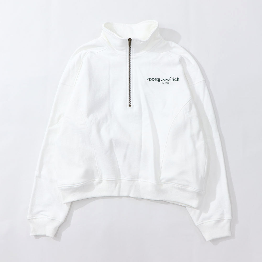 Sporty＆Rich スウェット ホワイト オーバーサイズ ハーフジップ