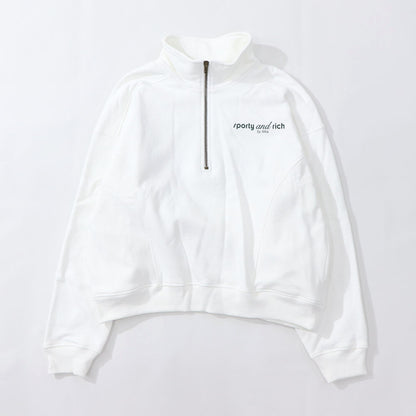 Sporty＆Rich スウェット ホワイト オーバーサイズ ハーフジップ
