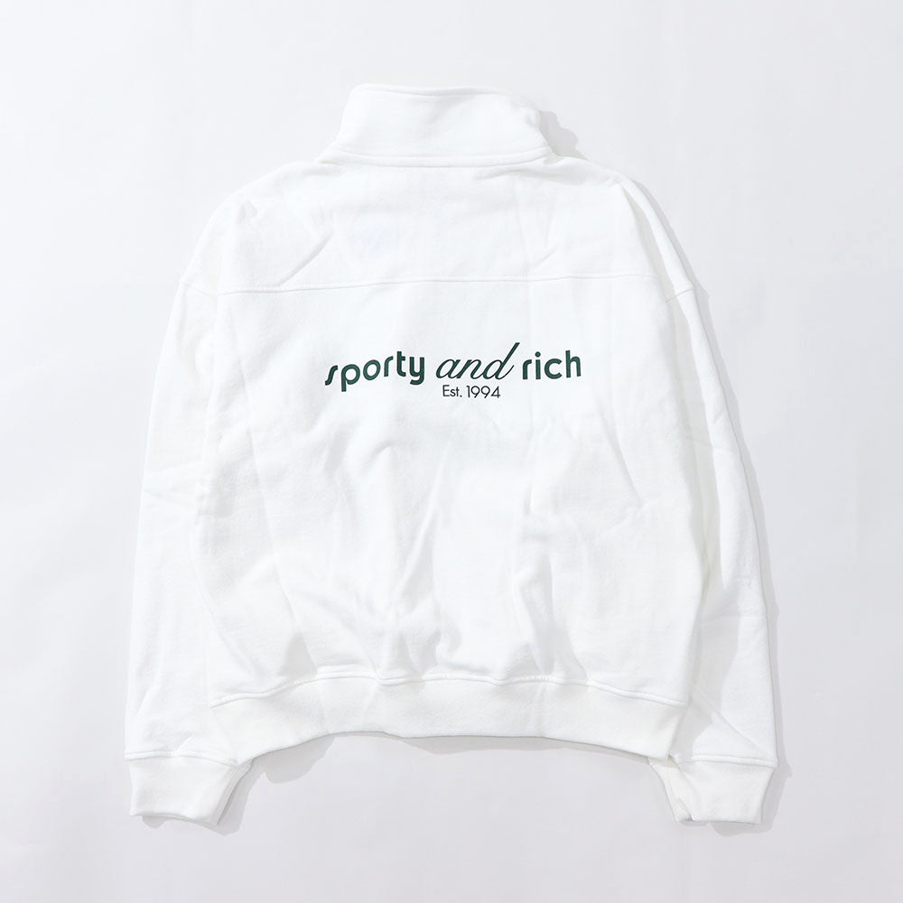 Sporty＆Rich スウェット ホワイト オーバーサイズ ハーフジップ