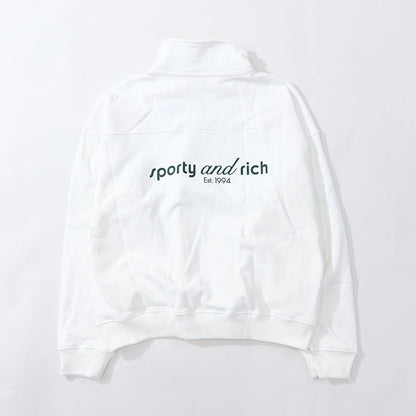 Sporty＆Rich スウェット ホワイト オーバーサイズ ハーフジップ