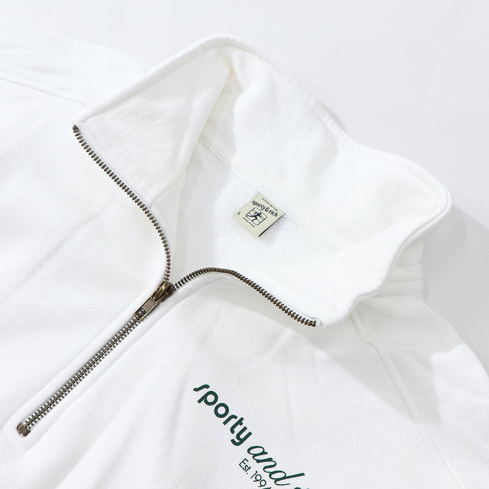 Sporty＆Rich スウェット ホワイト オーバーサイズ ハーフジップ