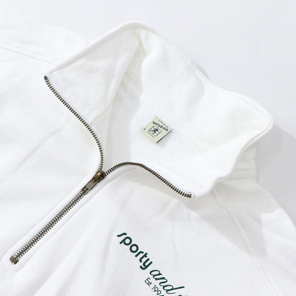 Sporty＆Rich スウェット ホワイト オーバーサイズ ハーフジップ