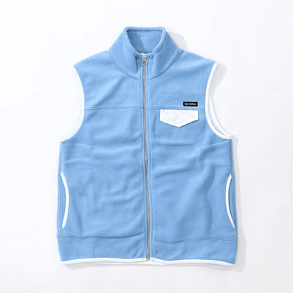 Sporty＆Rich ベスト ジレ  ブルー フリース ロゴ