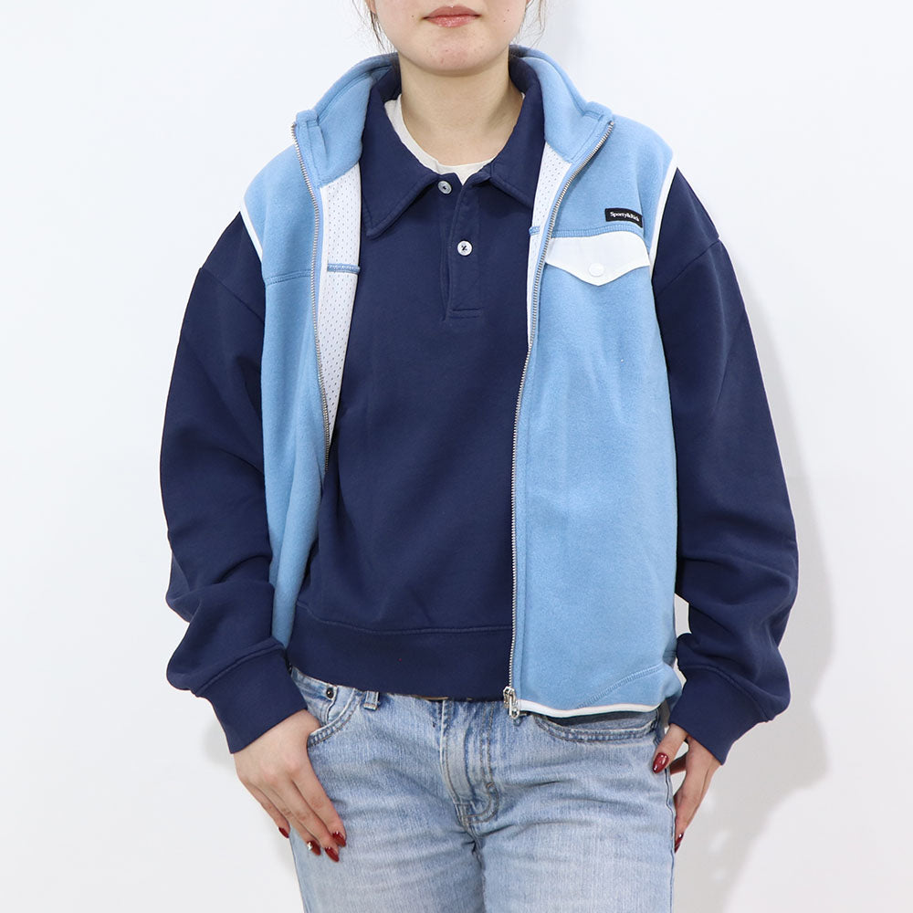 Sporty＆Rich ベスト ジレ  ブルー フリース ロゴ