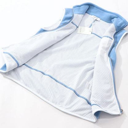 Sporty＆Rich ベスト ジレ  ブルー フリース ロゴ