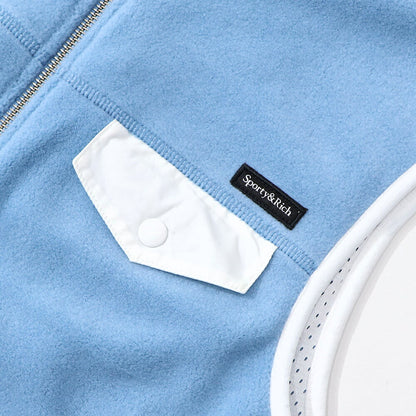 Sporty＆Rich ベスト ジレ  ブルー フリース ロゴ