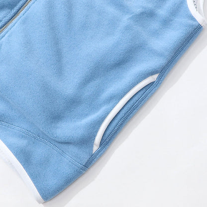 Sporty＆Rich ベスト ジレ  ブルー フリース ロゴ