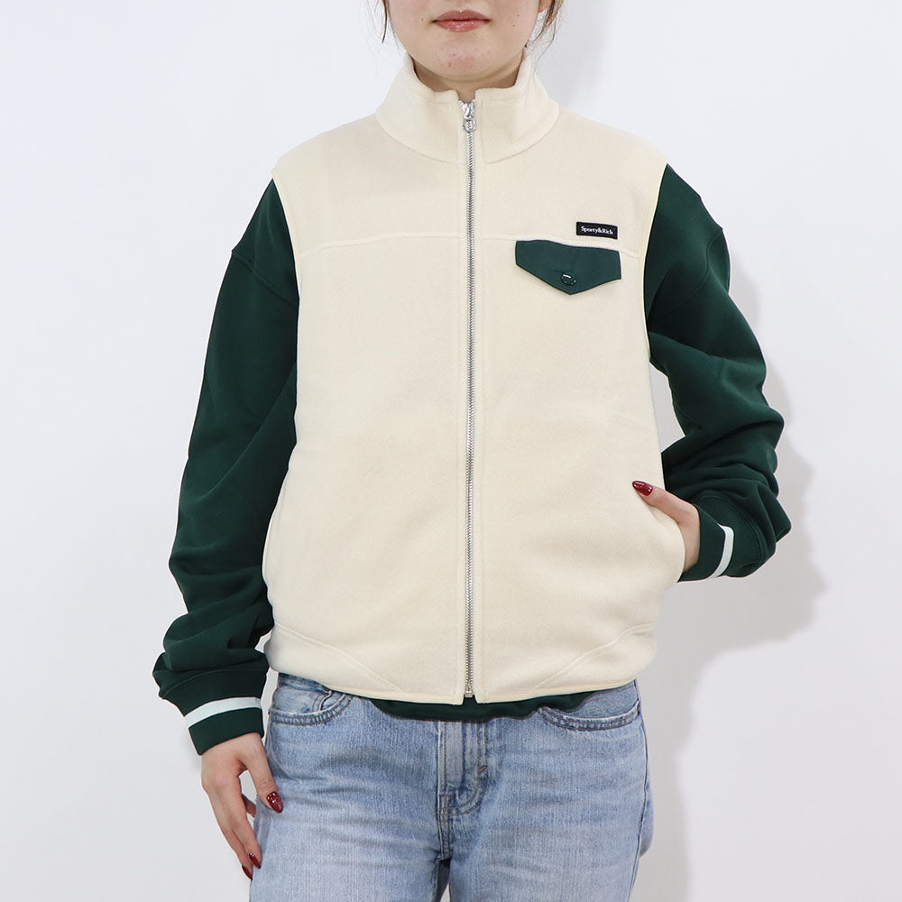 Sporty＆Rich ベスト ジレ ホワイト フリース ロゴ
