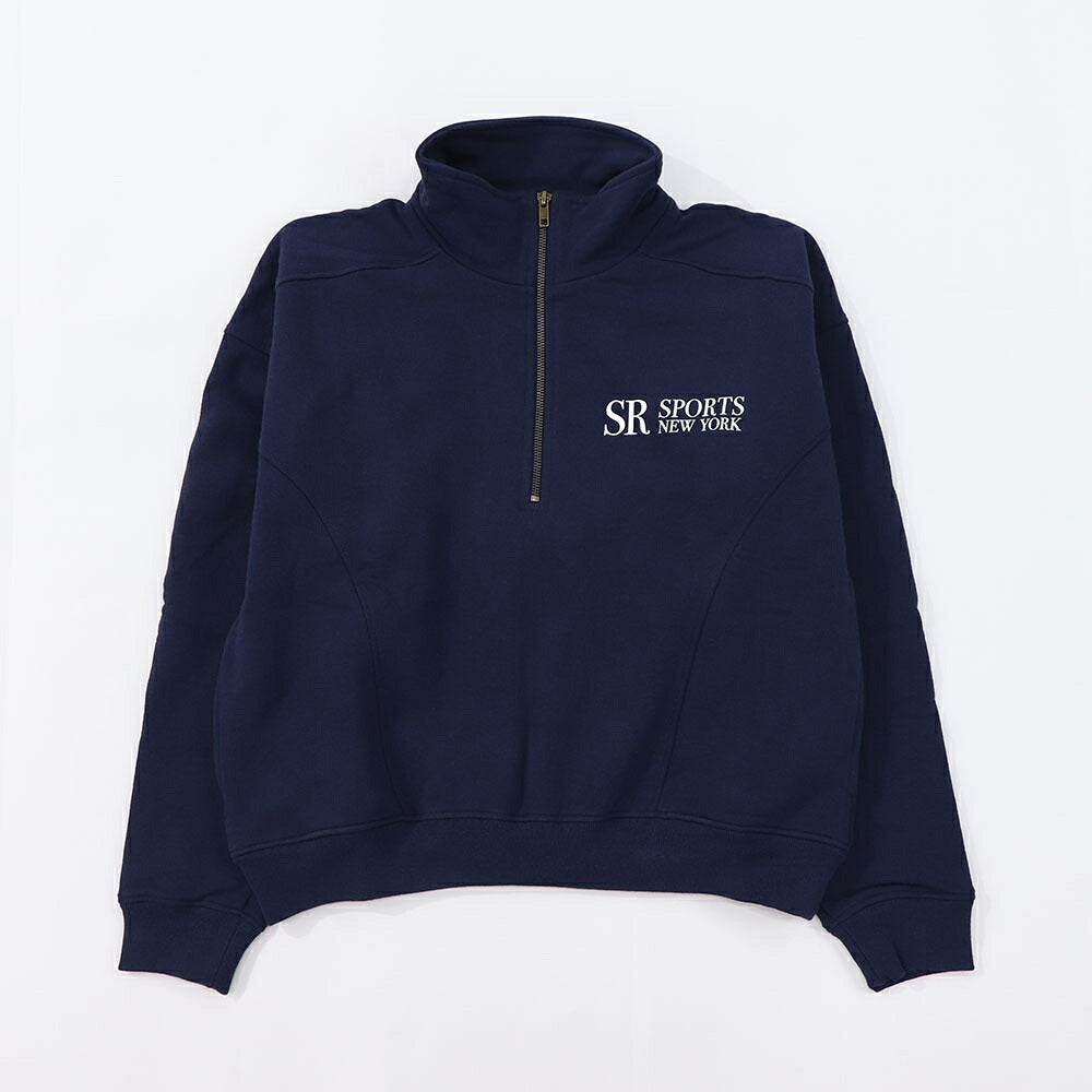Sporty＆Rich トレーナー ネイビー ハーフジップ クロップド丈