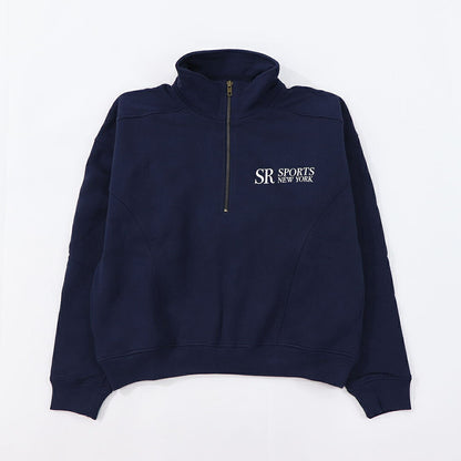 Sporty＆Rich トレーナー ネイビー ハーフジップ クロップド丈