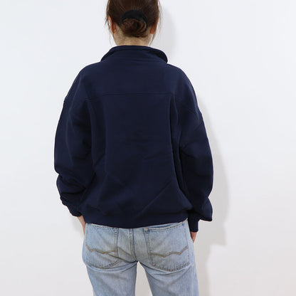 Sporty＆Rich トレーナー ネイビー ハーフジップ クロップド丈