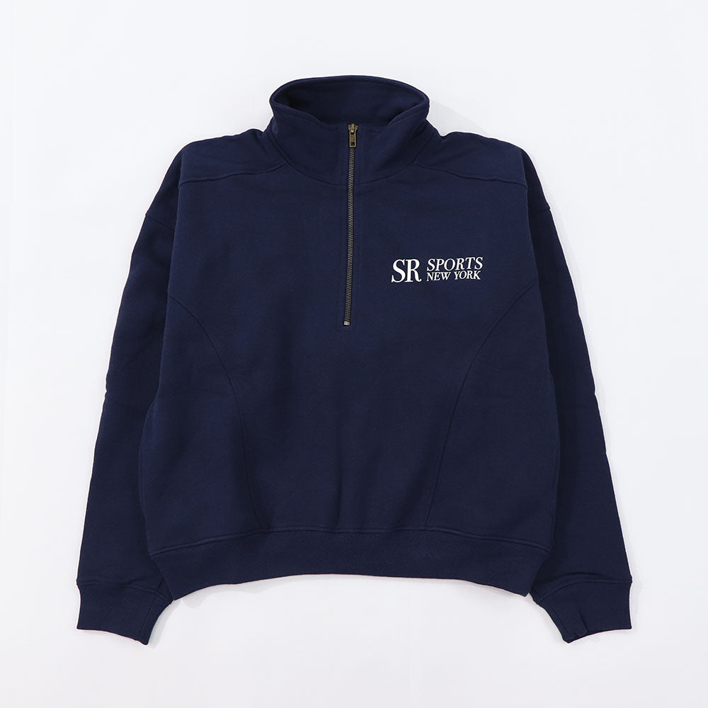 Sporty＆Rich トレーナー ネイビー ハーフジップ クロップド丈