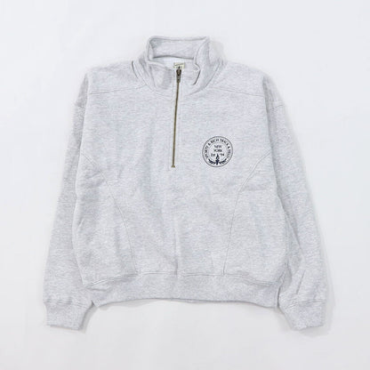 Sporty＆Rich トレーナー  グレー 裏起毛 ハーフジップ