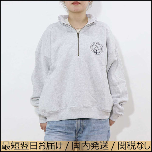 Sporty＆Rich トレーナー  グレー 裏起毛 ハーフジップ