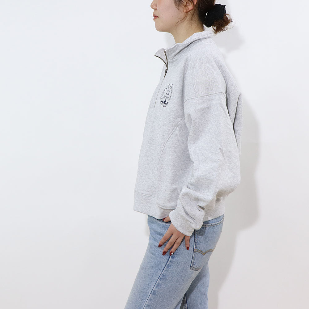 Sporty＆Rich トレーナー  グレー 裏起毛 ハーフジップ