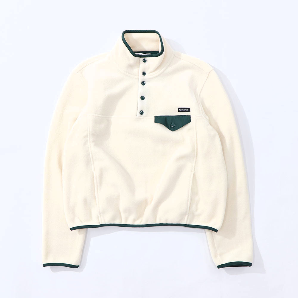 Sporty＆Rich フリース トップス アイボリー×グリーン