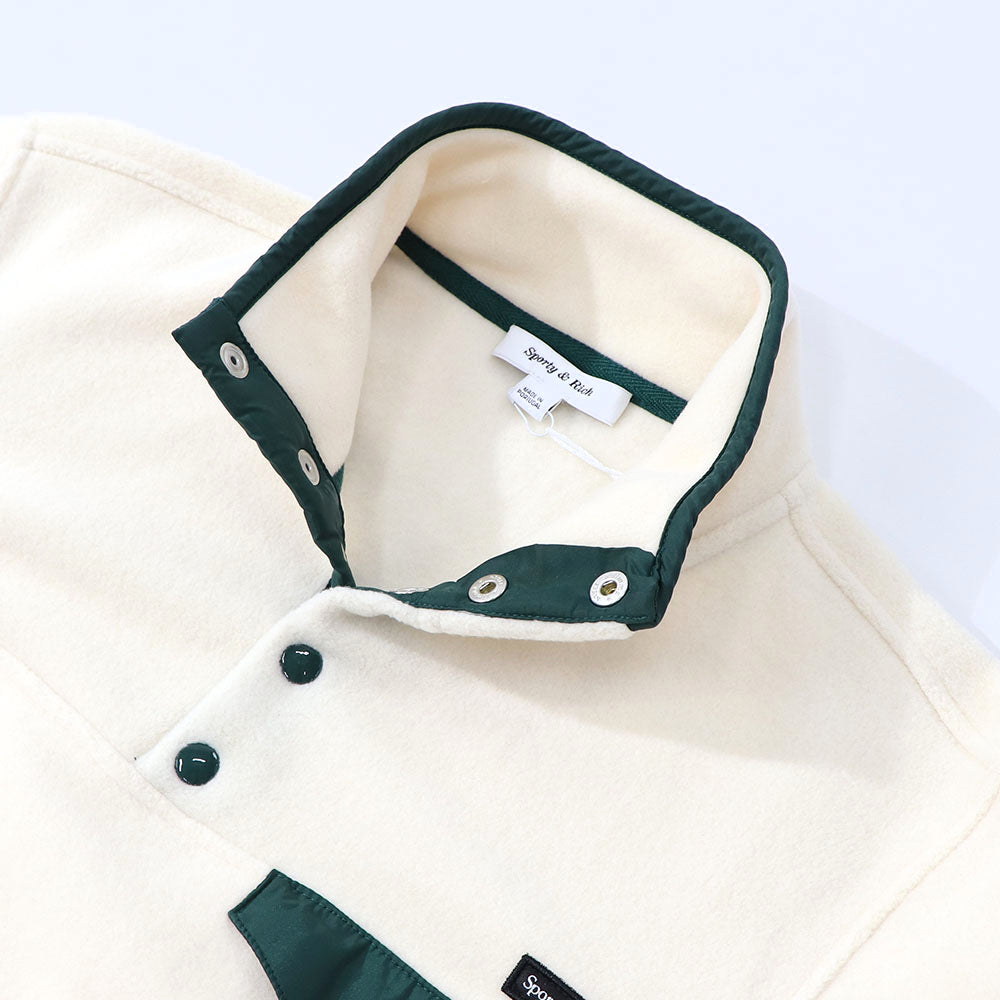 Sporty＆Rich フリース トップス アイボリー×グリーン