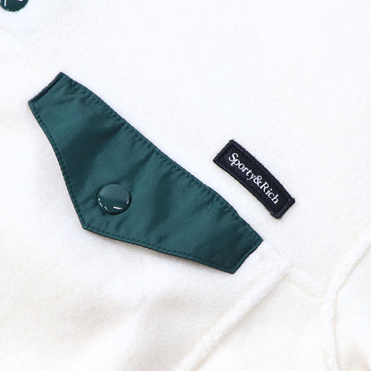 Sporty＆Rich フリース トップス アイボリー×グリーン