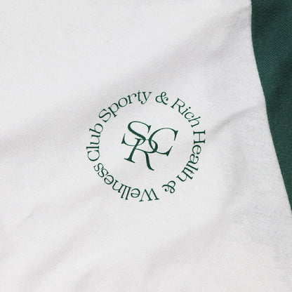 スポーティー＆リッチ Sporty＆Rich トップス Tシャツ・カットソー レディース SRHWC Baseball Tee  ホワイト×グリーン コットン ツートンカラー ロゴ ロゴプリント ラグラン 長袖 BTAW231WH